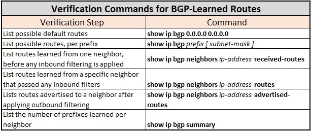 BGP验证命令