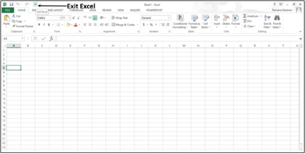 退出 Excel 命令