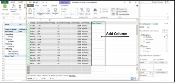 PowerPivot 添加列