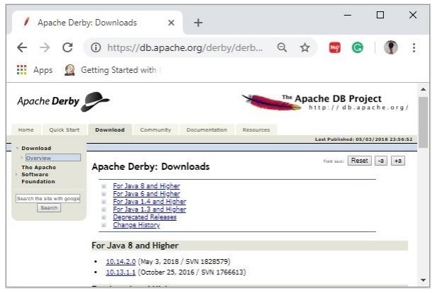 最新版本的 Apache Derby