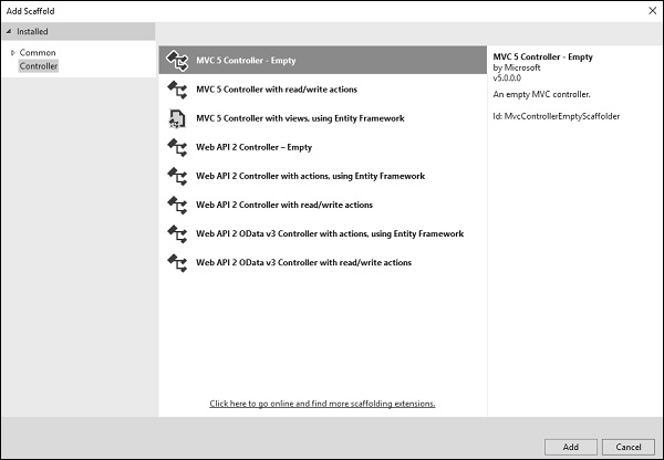 ProcessController 脚手架对话框