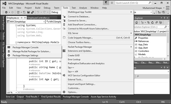 选择 NuGet 包管理器