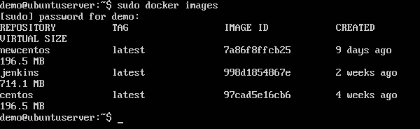 显示 Docker 镜像