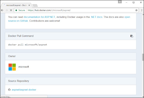 用于 ASPNET 的 Docker 拉取命令