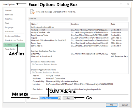 Excel 选项对话框