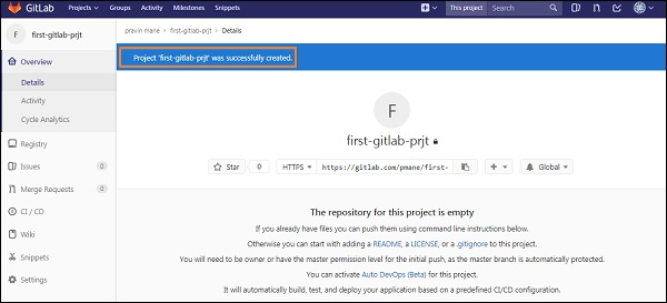 GitLab 创建项目