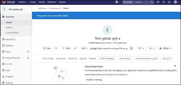 GitLab Fork 项目