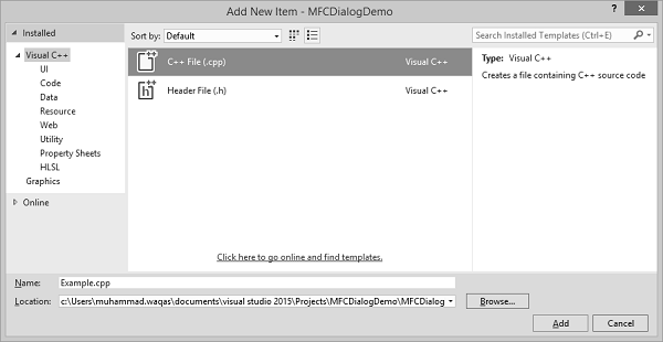 MFCWindowDemo 添加新项目