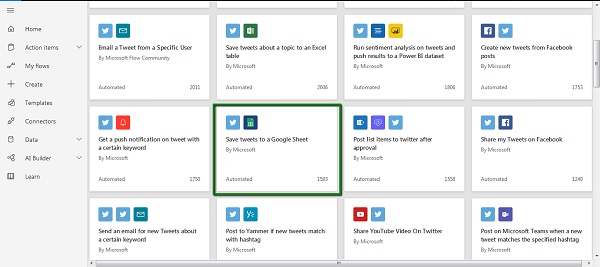 使用 Microsoft Flow 的推文