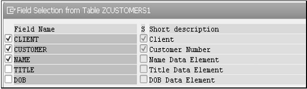 字段表 ZCUSTOMERS