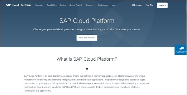 SAP Cloud 平台网页