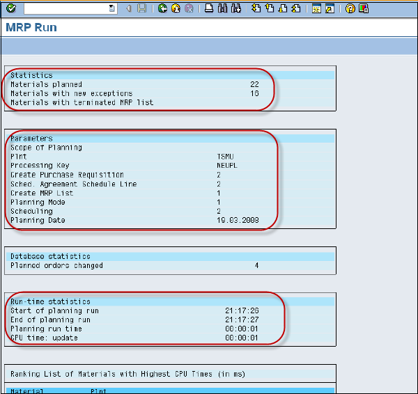 SAP MRP 运行