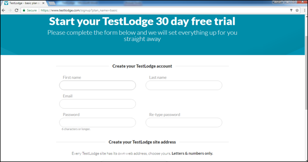 TestLodge 起始页