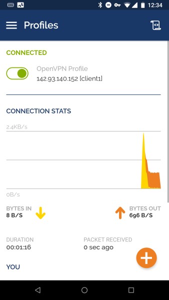 连接到 VPN 的 OpenVPN Android 应用程序