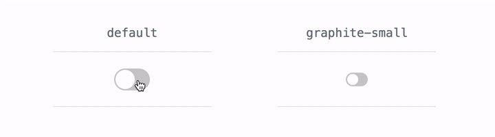 默认和 Graphite-Small Toggle Switches 打开和关闭的动画 Gif