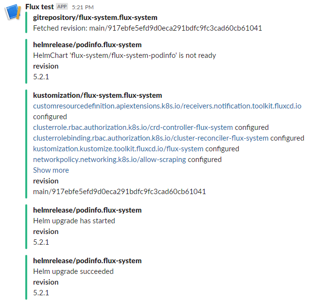 Slack - Flux 记录成功的图表安装