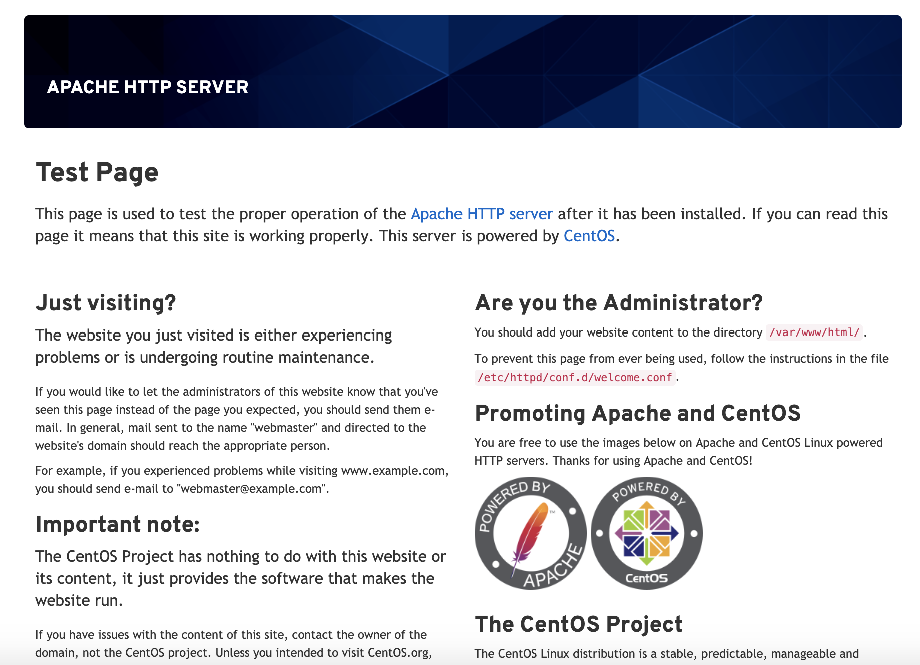 CentOS 8 的默认 Apache 页面