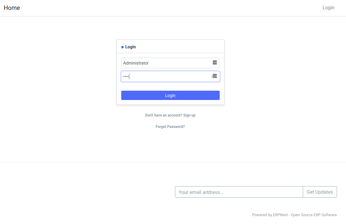ERPNext登录界面