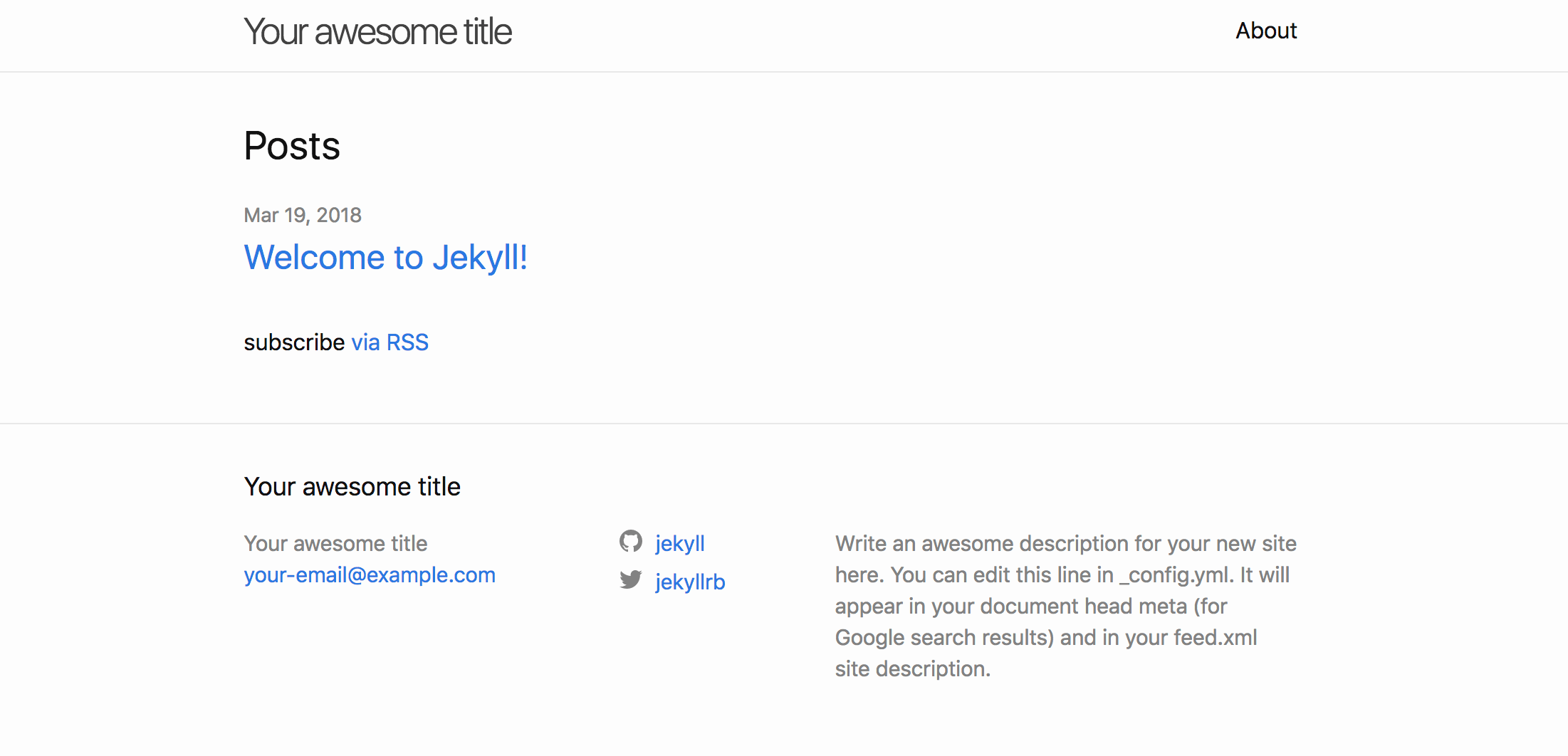 Jekyll 主页的屏幕截图
