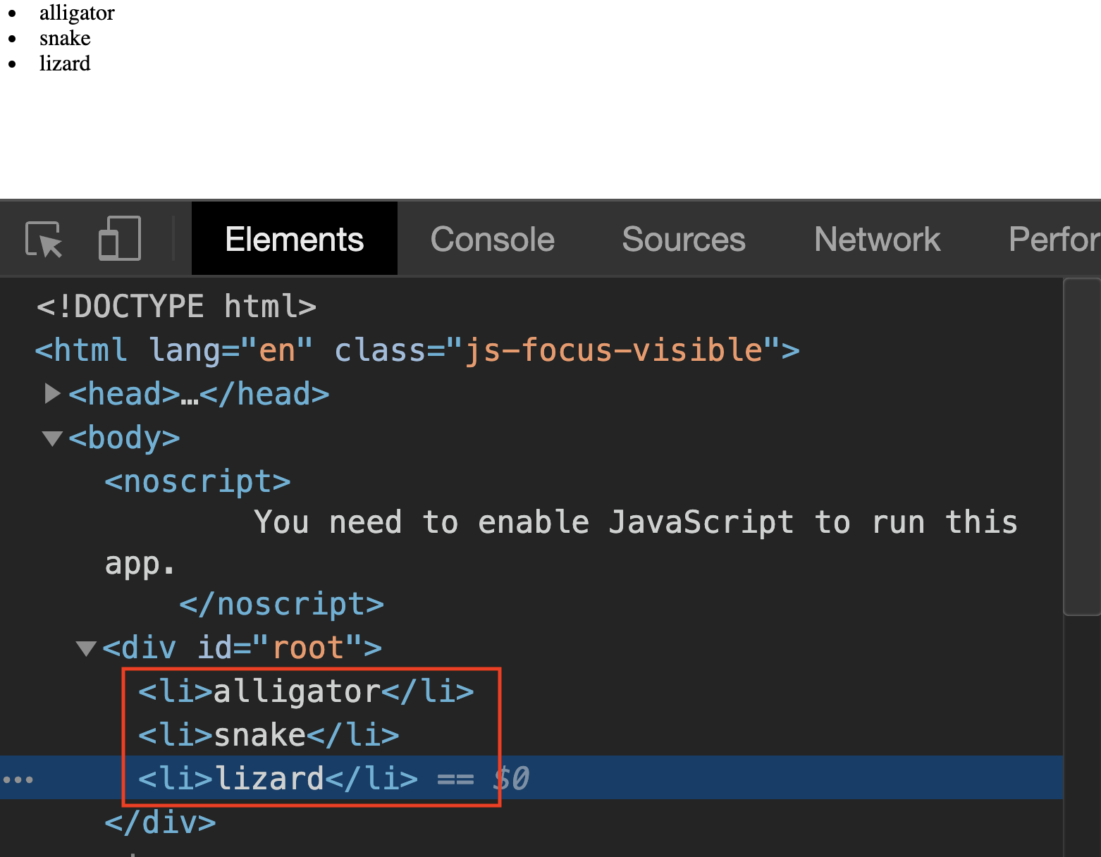 在 React.Fragment 包装器中呈现的 JSX 元素